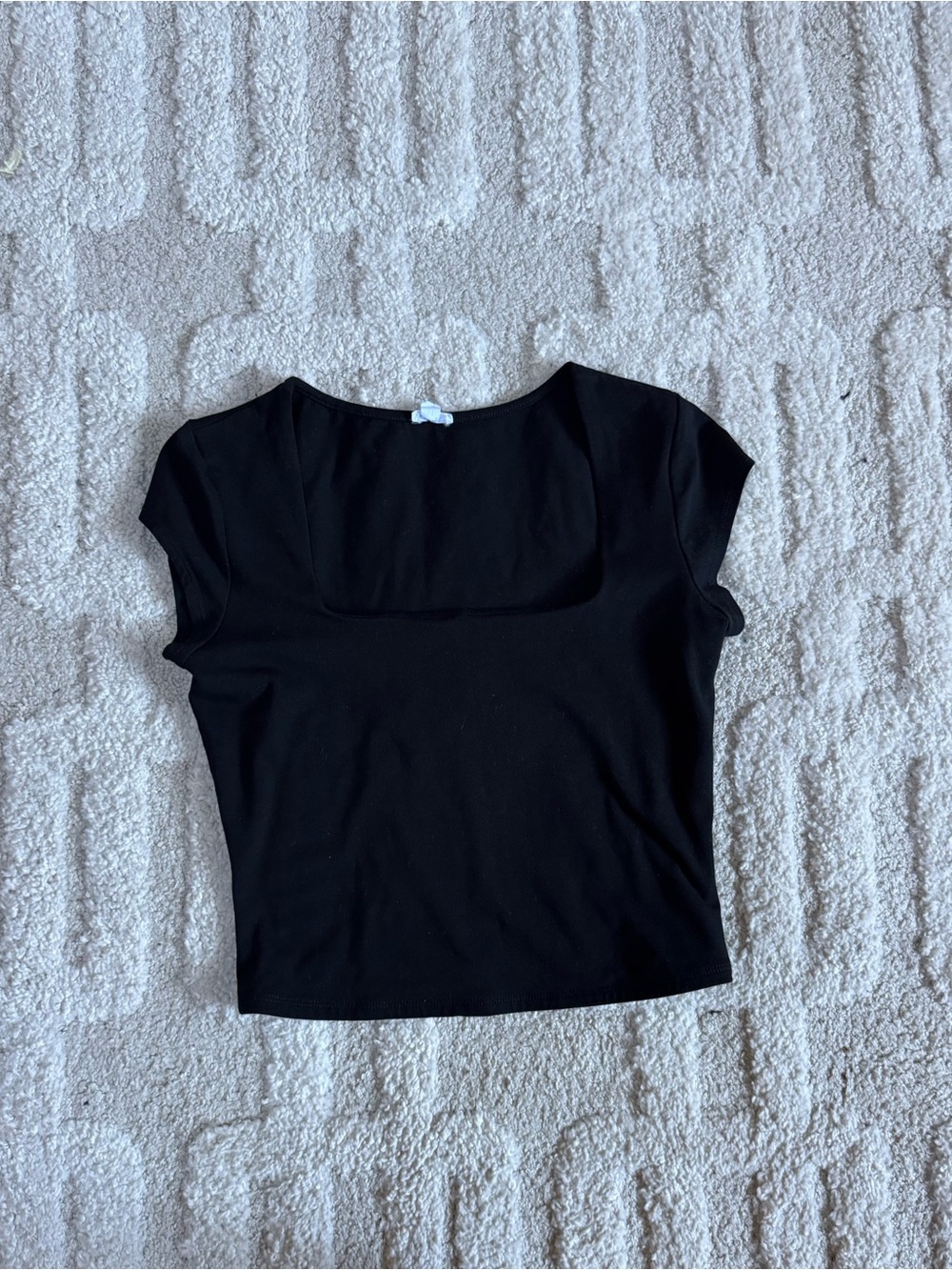 Garage Black Square Neck Cap Sleeve Top